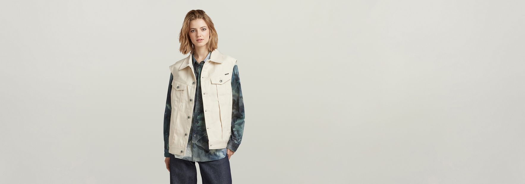 Oversized Denim Vest Evergreen White G Star RAW SG