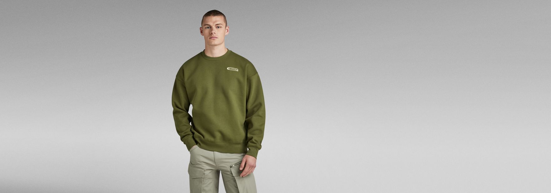 Old Skool Back Graphic Loose Sweater | Green | G-Star RAW® US