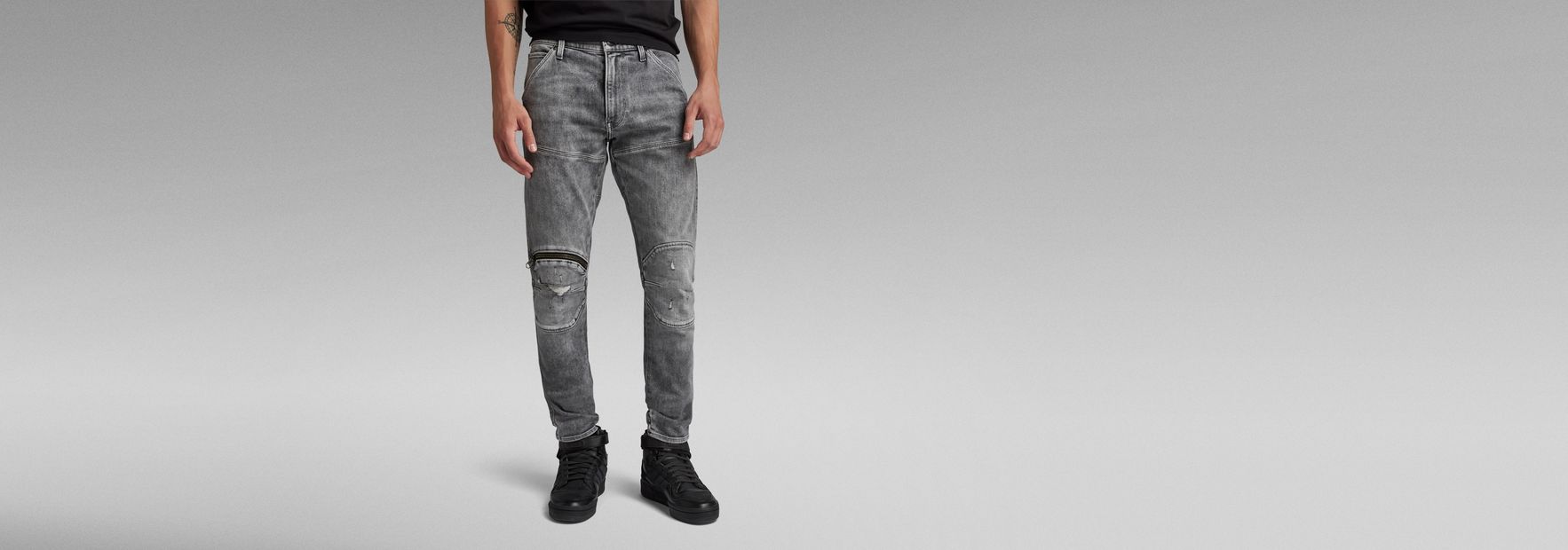 5620 3D Zip Knee Skinny Jeans | ブラック | G-Star RAW® JP