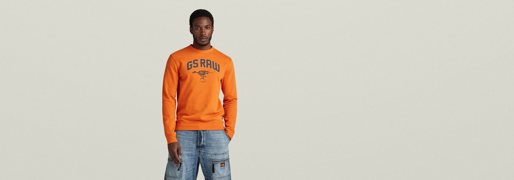 Skeleton Dog Graphic Sweater | Orange | G-Star RAW® US