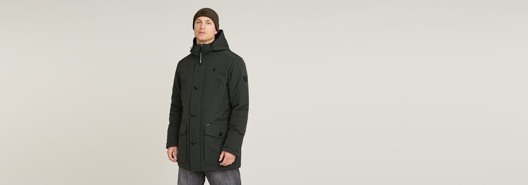 G-STAR RAW VODAN PADDED HOODED JKT 未使用 G-Star Men's Vodan Padded Hooded Parka, Black (dk black
