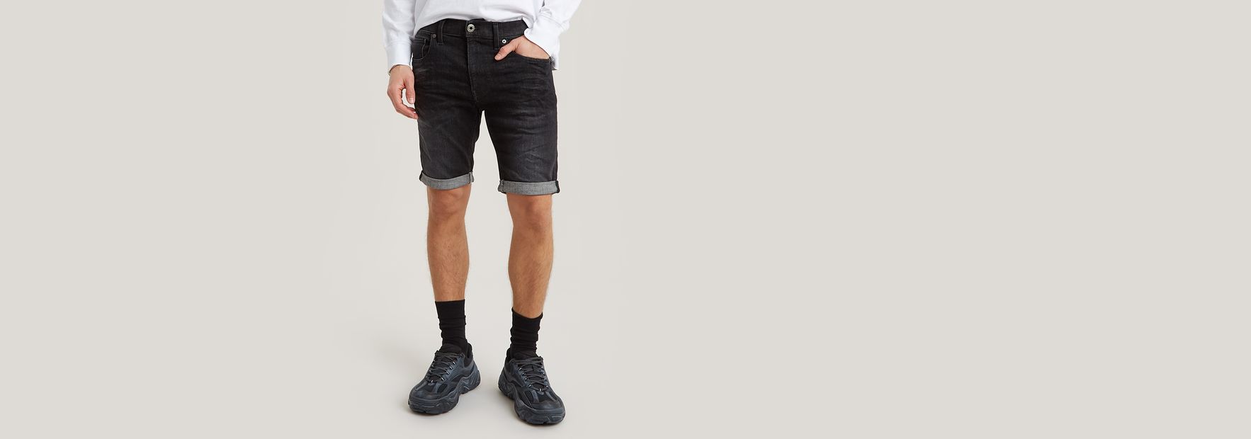 3301 Slim Denim Shorts Grey G STAR NL