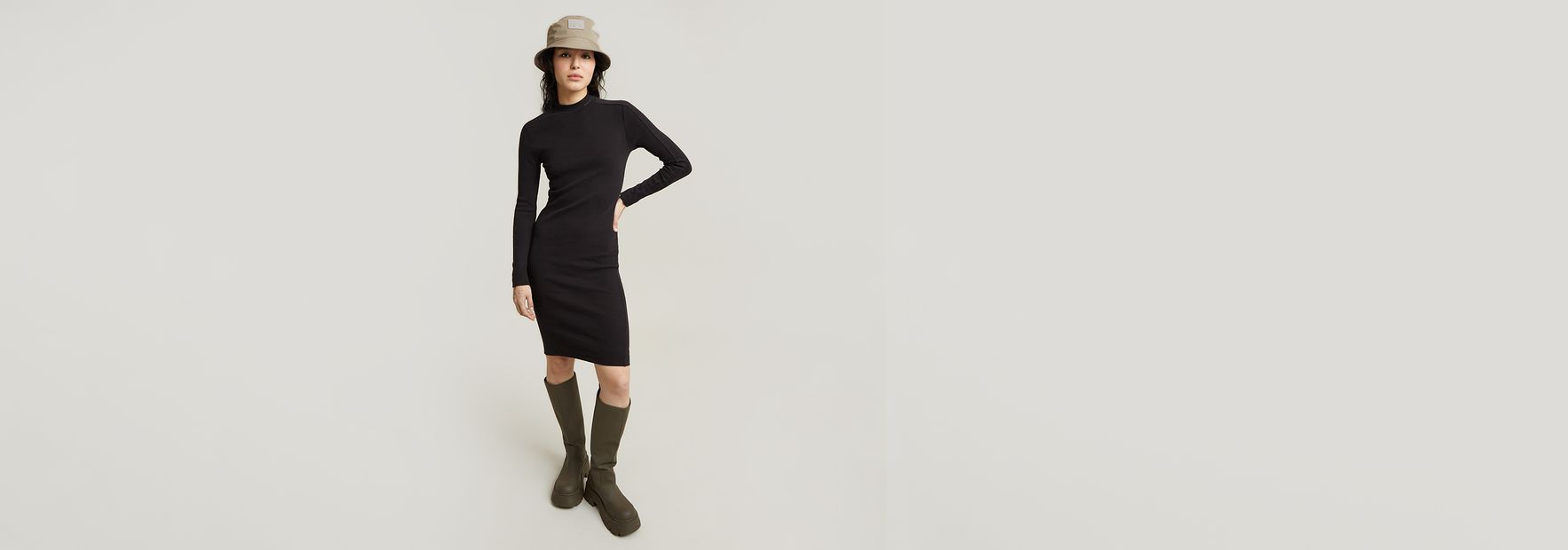 Ergonomic Slim Rib Dress | Black | G-STAR® US