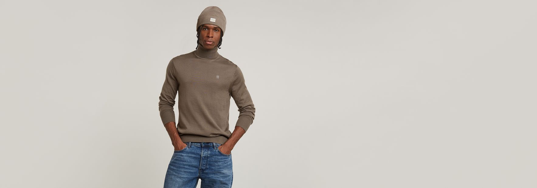 G-star Homme Pull G-STAR Col Turtle Maille Zig-zag Structure