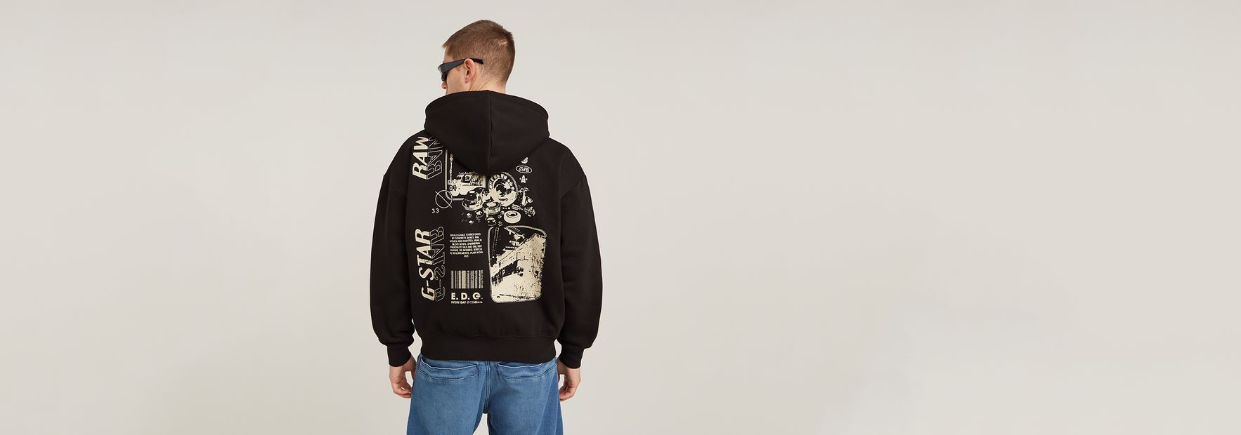 Poster Back Graphic Loose Hoodie Jacket | Black | G-STAR® ZA