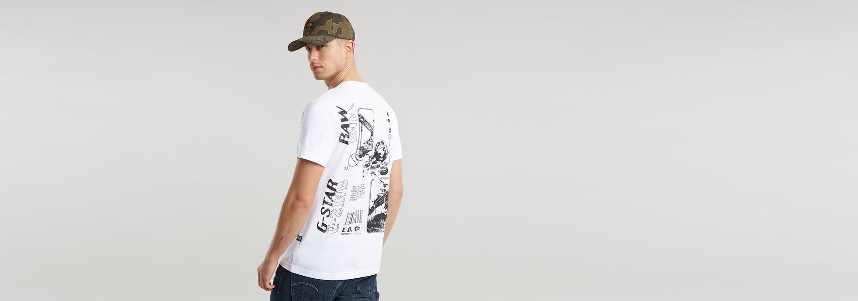 送料込★G-Star★Poster Back Gr R T Tシャツ Poster Back Graphic T-Shirt | White | G-STAR® CA