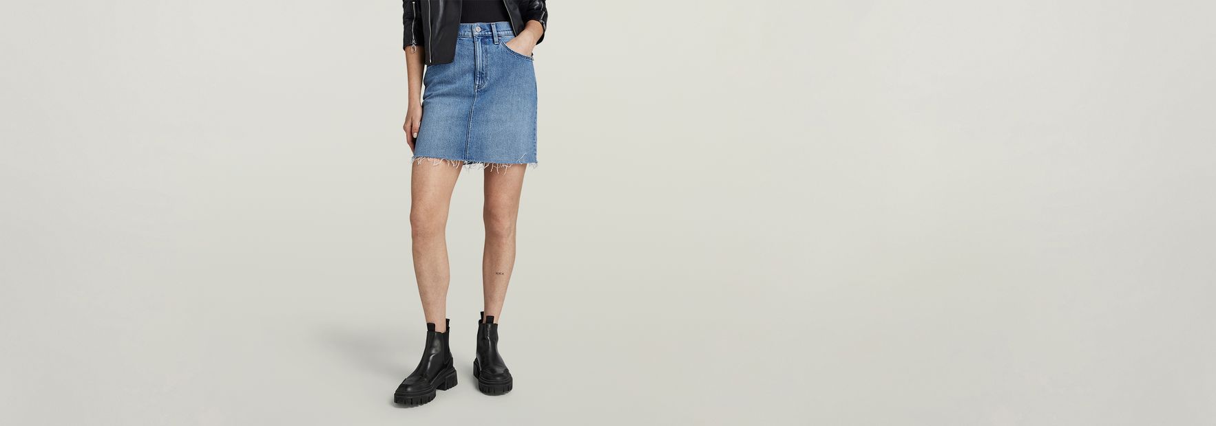 Viktoria Short Skirt Raw Edge Light blue G STAR CA