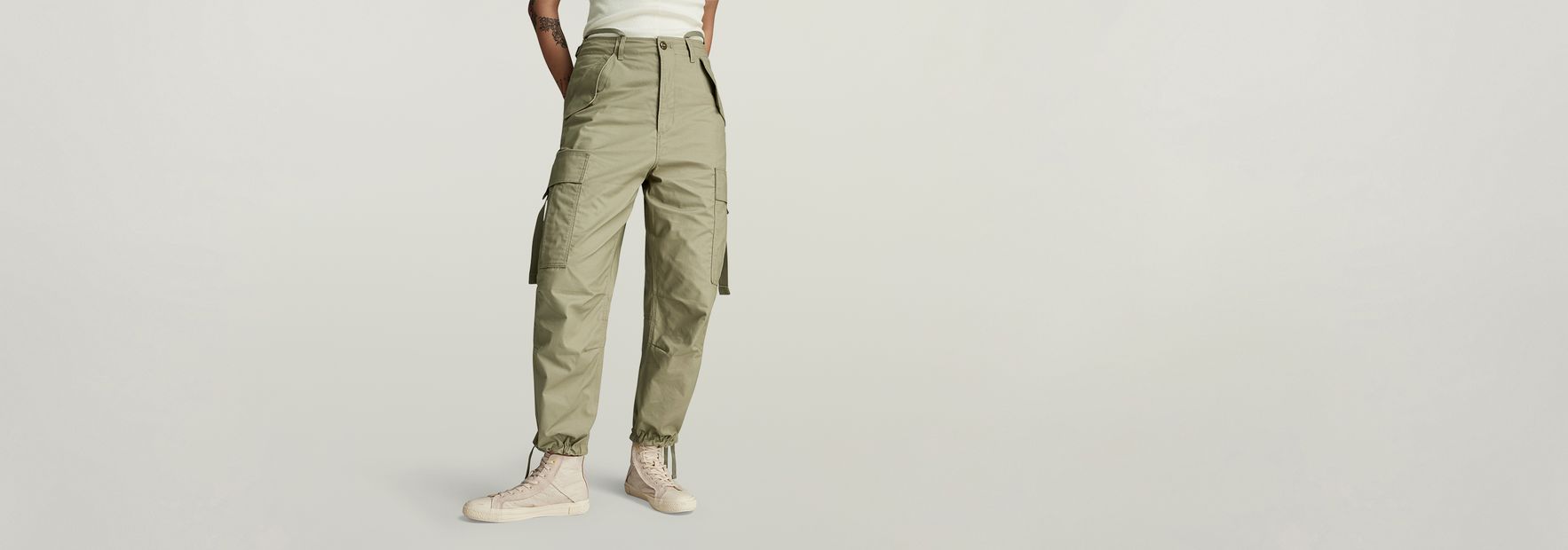 Cargo Cropped Drawcord Pants | Brown | G-STAR® US