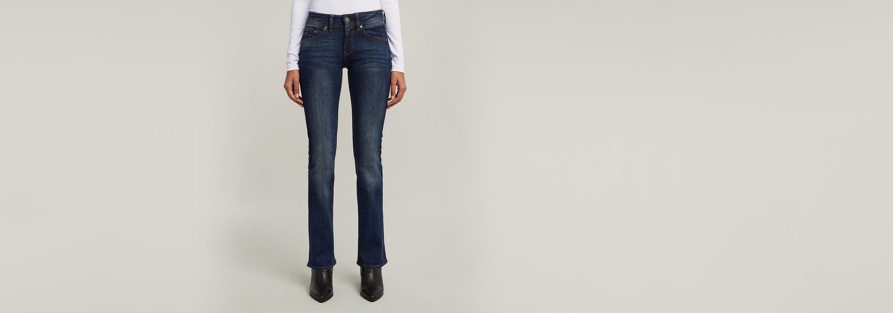 【SCENERITY】Dark blue bootcut denim pants Grunt Dark Blue Midwash Distressed Bootcut Jeans | GRDJBJ