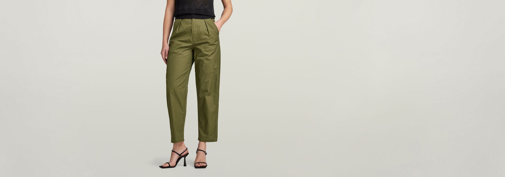Pleated High Waist Chino | Green | G-STAR® US
