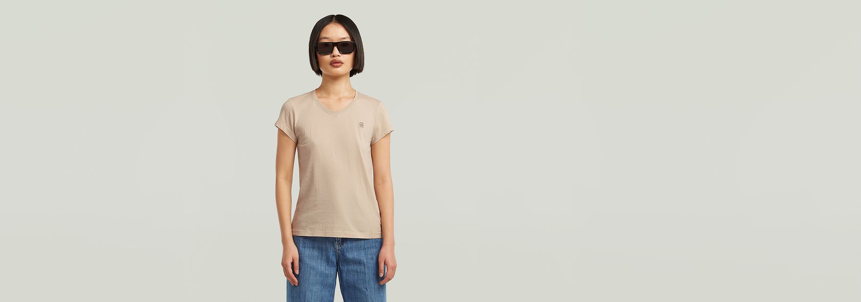 Overdyed Eyben Slim V-Neck Top 2.0 | Dark blue | G-STAR® US