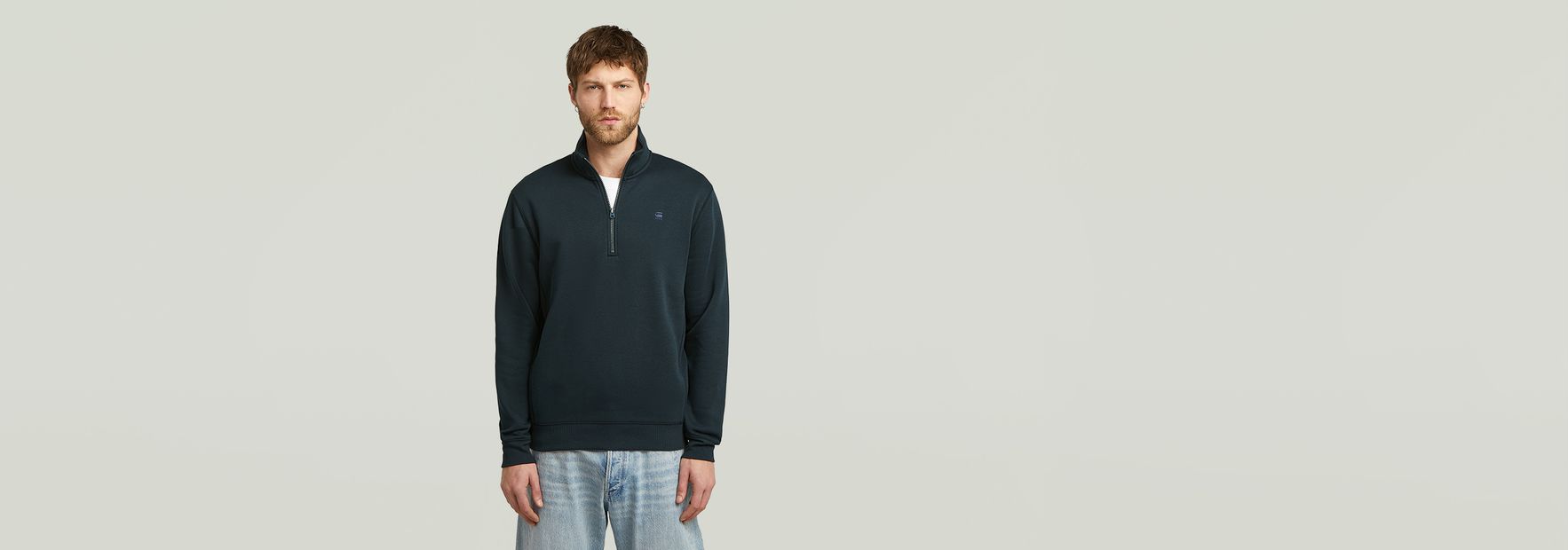 G-STAR ジースター PREMIUM CORE HALF ZIP SWEATER メンズ Premium Core Half Zip Sweater | ブラック | G-STAR® JP