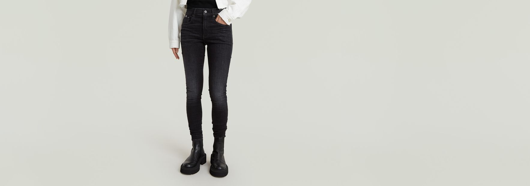 G-STAR RAW パンツ　黒　ブラック　伸縮性　光沢　スキニー　レディース フェイクレザー レギンス ハイウエスト スリム スキニー