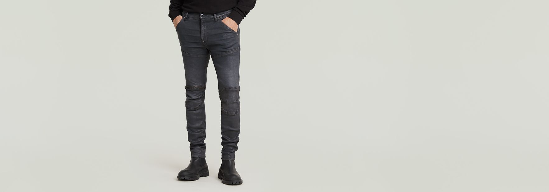 5620 3D Zip Knee Skinny Jeans | Grey | G-STAR® CA