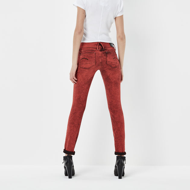 red colour jeans top