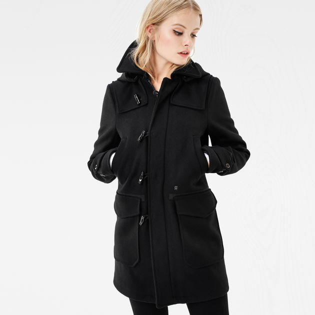 Wool Hooded Duffle Coat | Black | G 