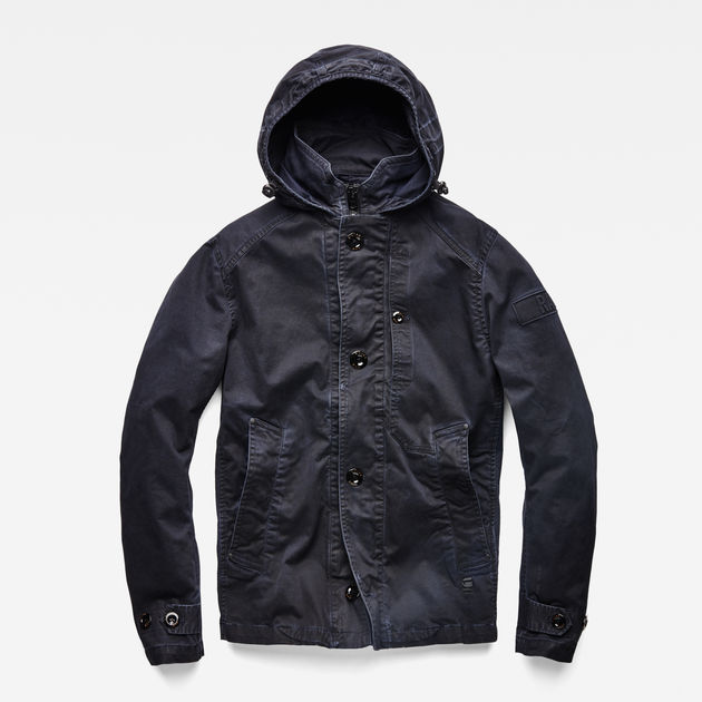 Garber Hooded Short Trench Dark blue G STAR AE