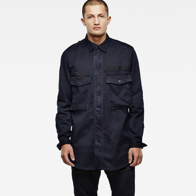 Type C Straight Long Zip Shirt Dark blue G STAR CA