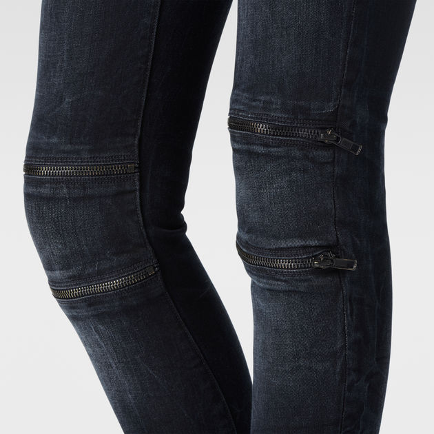 Lynn Custom Zip Mid Waist Skinny Jeans | Dark blue | G-Star RAW®