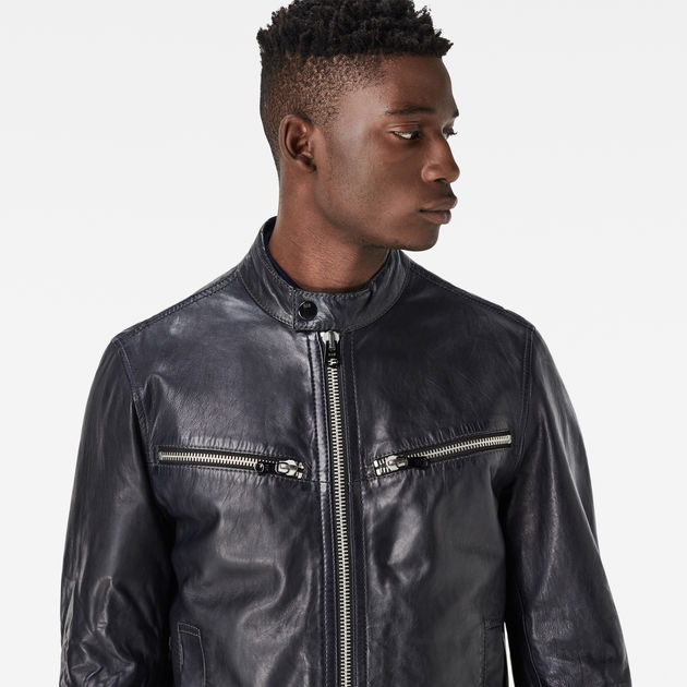 Mower Leather Jacket | Dark blue | G-Star RAW® US