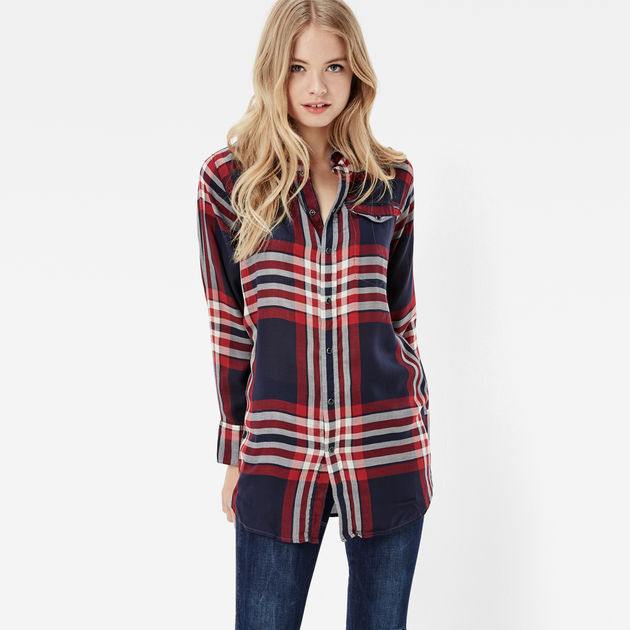 Tacoma Long Check Boyfriend Shirt | Red | G-STAR® SG