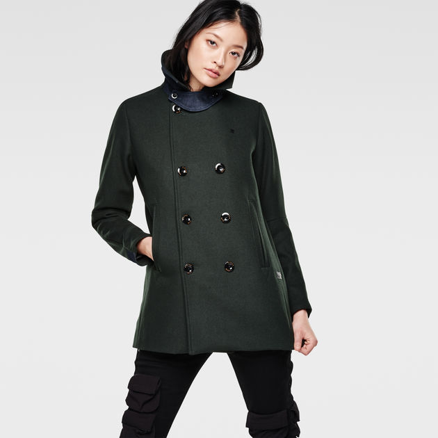 Pea Wool Relaxed Coat Green G STAR