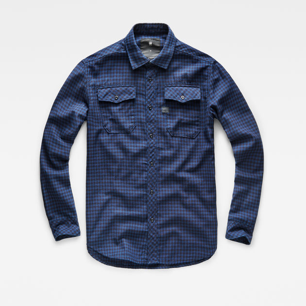 Blue G-Star Raw Landoh L/S Check Shirt 