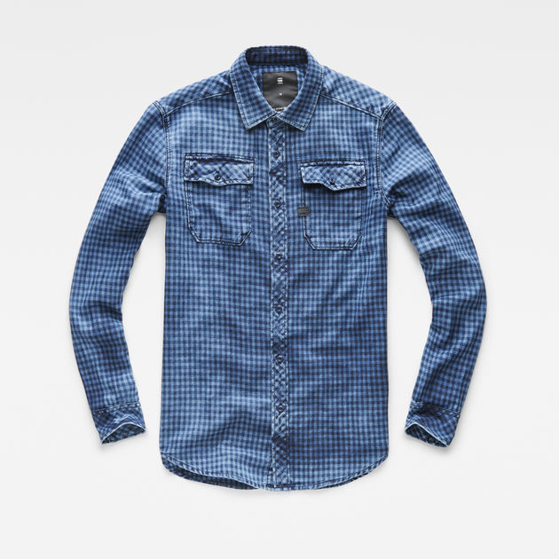 Blue G-Star Raw Landoh L/S Check Shirt 