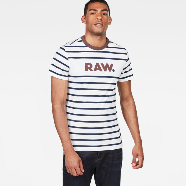 Mow Stripe T-Shirt | White/Sartho Blue 