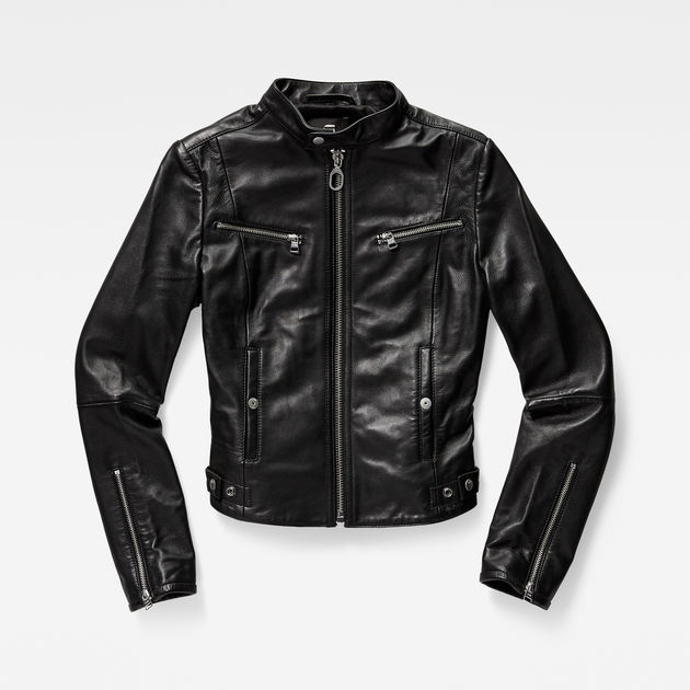 Mower Leather Slim Jacket | Dark Black 