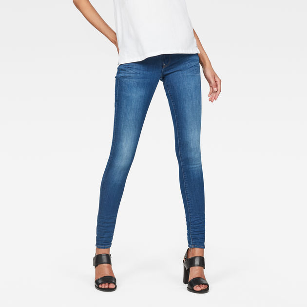 Lynn Mid Waist Skinny Jeans Midden Blauw G Star Raw