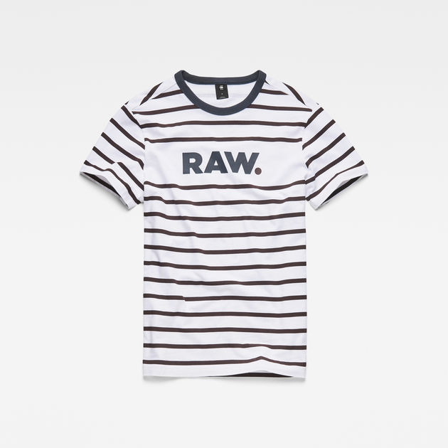Mow Stripe T-Shirt | White/Dark Fig 
