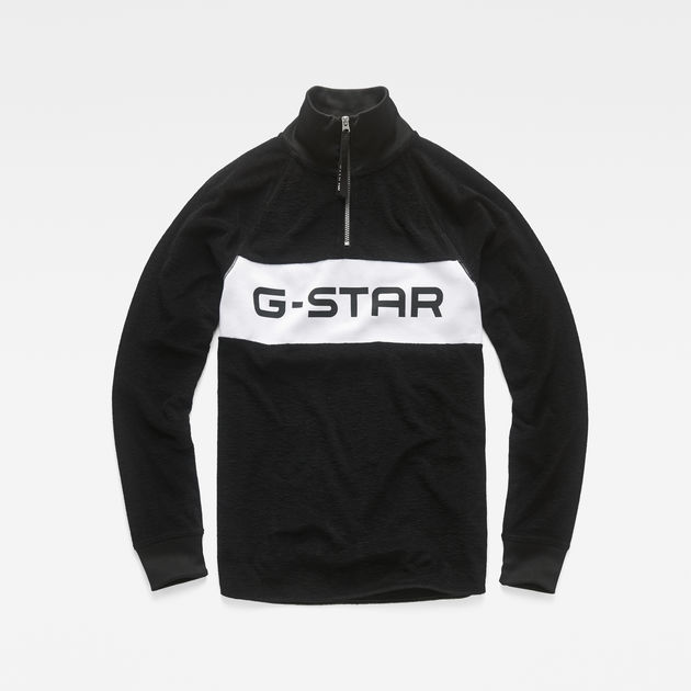 Jirgi S Half Zip Logo Sweater Dark Black G Star Raw