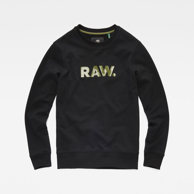 SK G-STAR RAW homme à manches longues en coton texturé Noir Pullover Sweat-shirt 