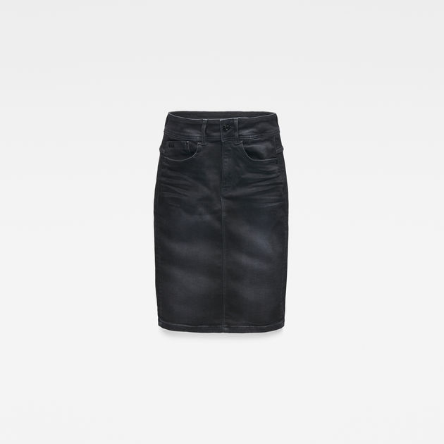 flat front denim skirt
