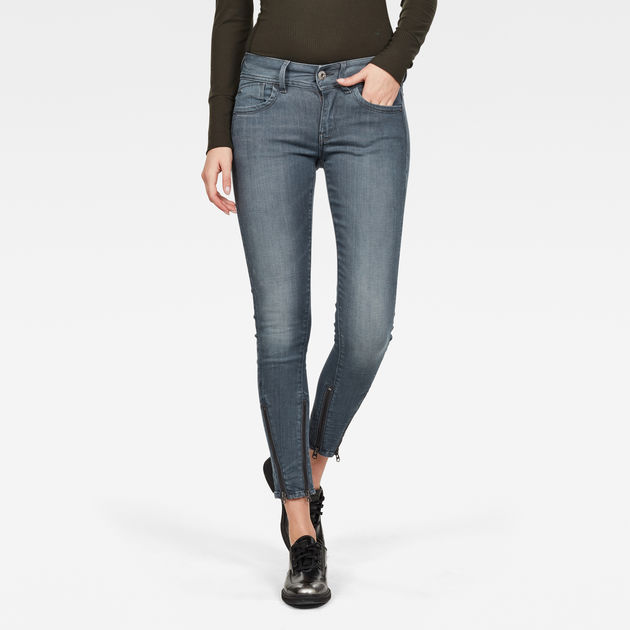Lynn 2-Zip Mid Skinny Ankle Jeans Grey G-STAR® AT