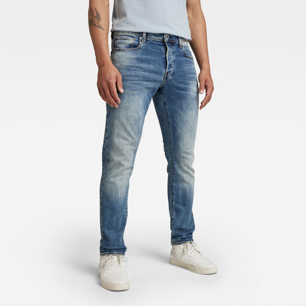 3301 straight tapered jeans light aged