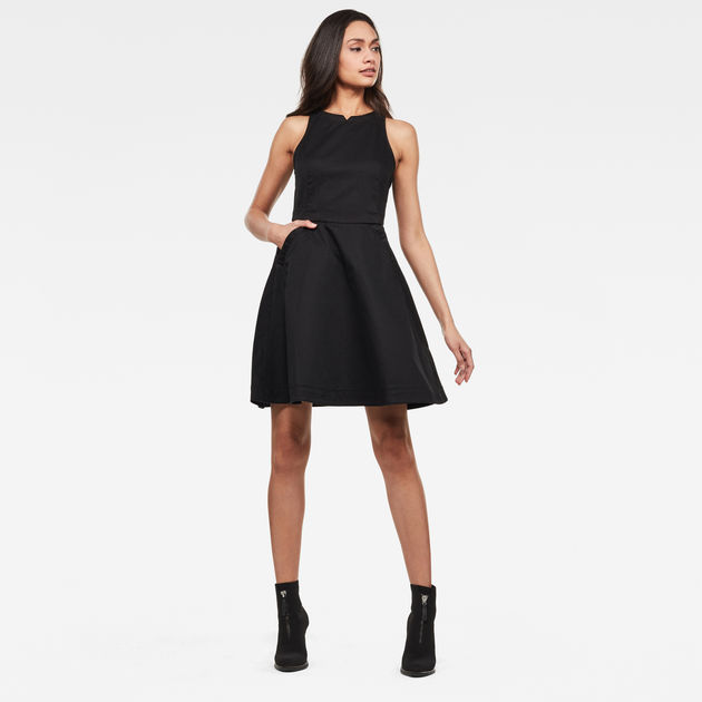Core fit and flare Jurk Zwart G STAR NL