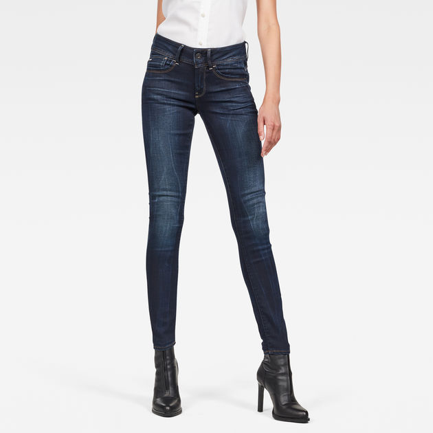 G-Star RAW Denim Lynn Mid Waist Skinny Jeans Voor in het Blauw Dames Kleding voor voor Jeans voor Skinny jeans 