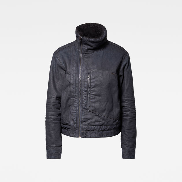 dark blue sherpa denim jacket