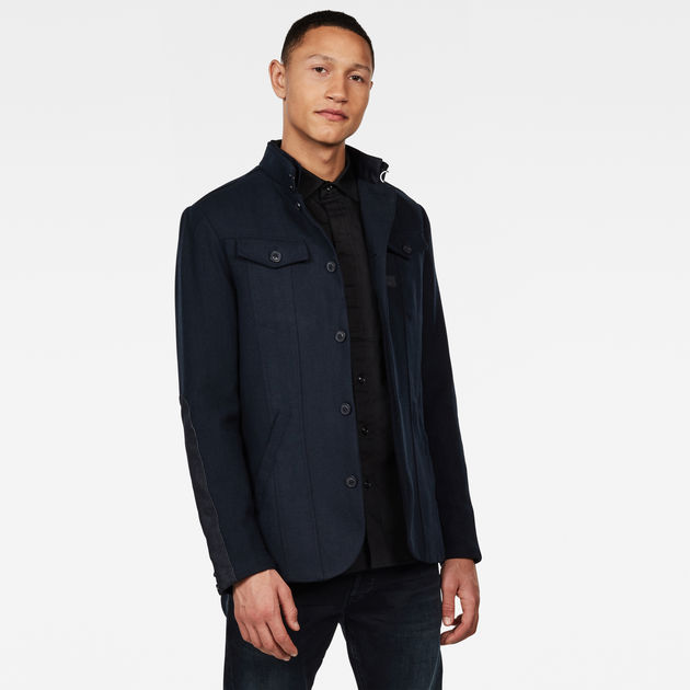 G STAR RAW Mens Cormac Wool Slim Blazer Jacket Coat Black