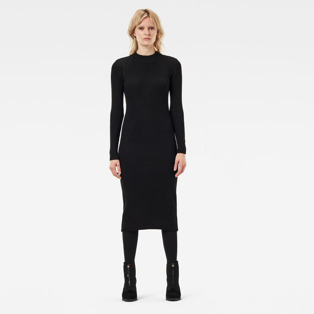 long slim black dress