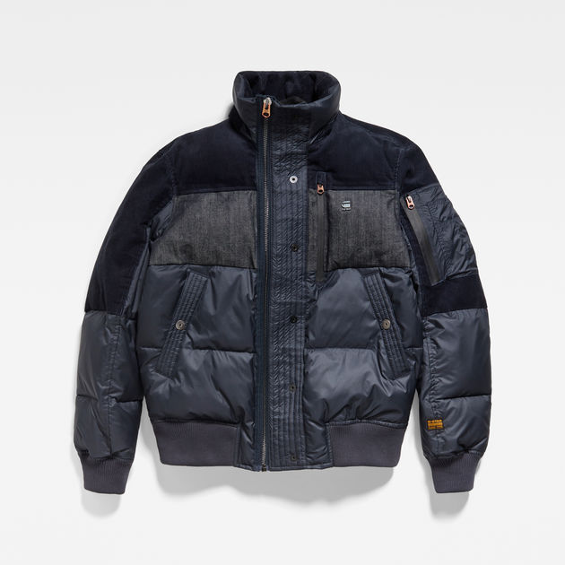 Denim mix quilted puffer jacket Clearance