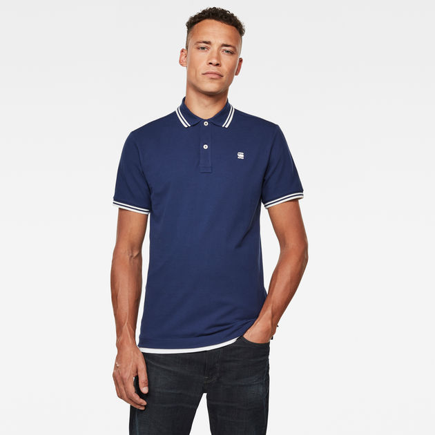 Dunda Slim Stripe Polo | Dark blue | G-Star RAW®