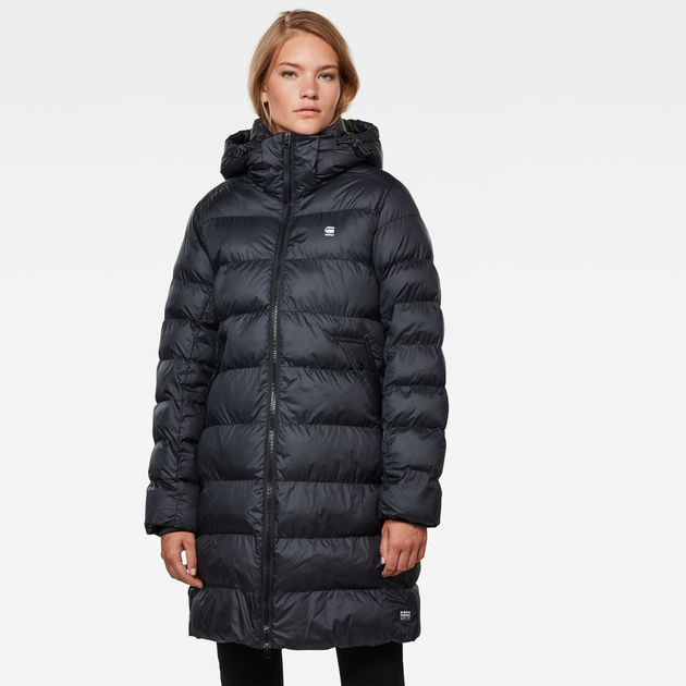 whistler hooded quilted slim long coat