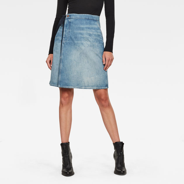 Lintell Wrap Skirt | ミディアムブルー RAW®