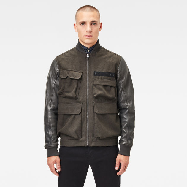 Multi Pocket Varsity Leather Jacket | Grey | G-Star RAW® US