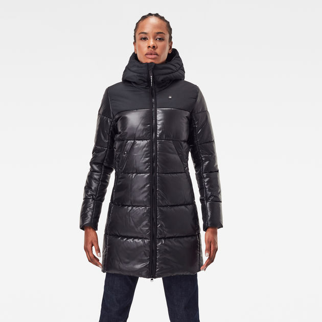 Doudoune longue Quilted Hooded Noir G STAR FR