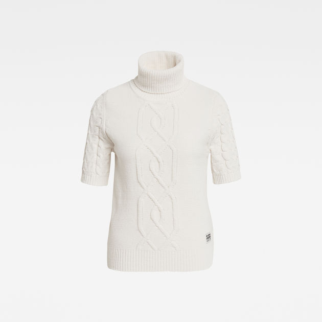 cable white sweater