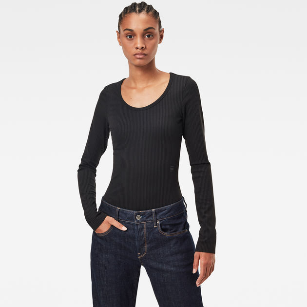 G-STAR RAW Rib Body Slim Camiseta para Mujer